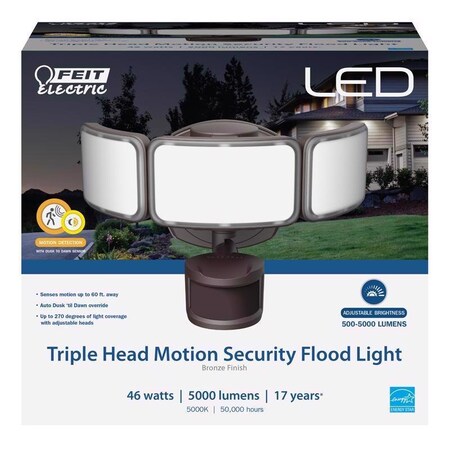 Feit Electric Feit Motion-Sensing Hardwired LED Bronze Security Floodlight S10.5TFL850MOTB